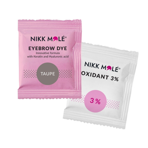 Eyebrow and eyelash dye Nikk Mole / Taupe / SACHE + oxidizer, 5 ml