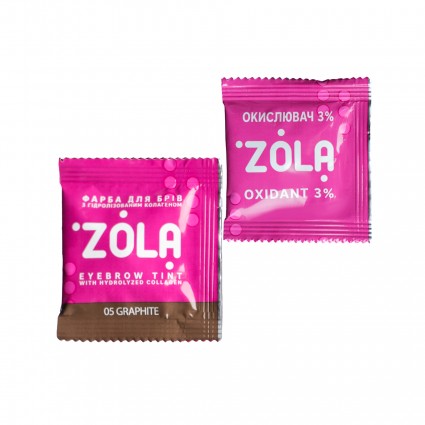 Фарба для брів з колагеном ZOLA Eyebrow Tint / 05 Graphite / САШЕ + окисник, 5 мл