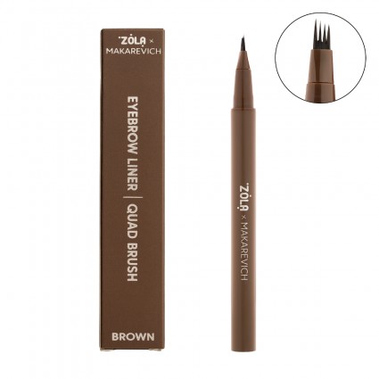 Лайнер для бровей c квадро-кистью ZOLA x Makarevich - Quad Brush - Brown