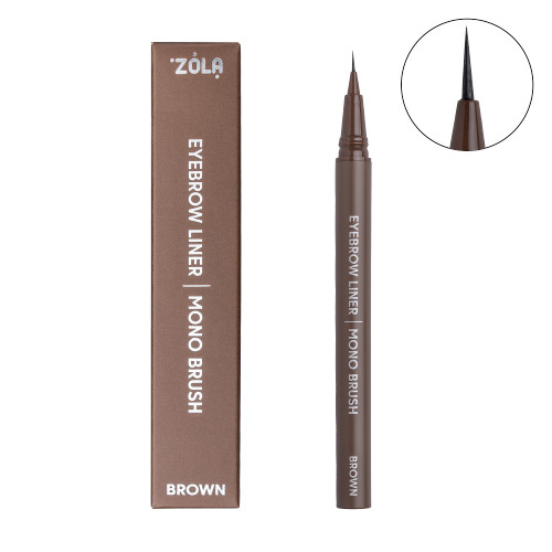 Kredka do brwi z pojedynczym pędzelkiem ZOLA - Mono Brush - Brązowy