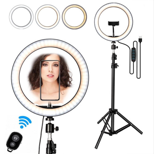 Лампа кільцева LED, 30 см зі штативом 2,1 метра + Bluetooth для селфі + тримач
