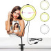 Metal ring lamp 6 inches, on a clothespin with holder / LED USB LAMP / black