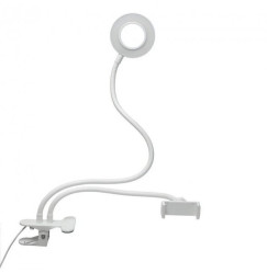 Metal ring lamp 3.5 inches, on a clothespin with holder / LED USB LAMP / white
