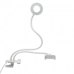 Лампа металева кільцева 3,5 дюйми, на прищіпці з тримачем / LED USB LAMP / біла