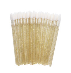 MACROBRUSHES applicators for eyebrows, eyelashes, lips | GLITTER | yellow, 50 pcs/pack