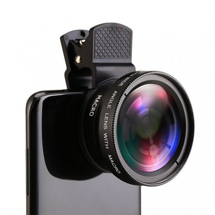 Макрооб'єктив для телефону ширококутний + макрооб'єктив 0.45X Phone Lens / чорний