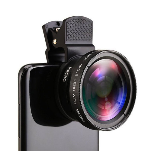 Макрооб'єктив для телефону ширококутний + макрооб'єктив 0.45X Phone Lens / чорний
