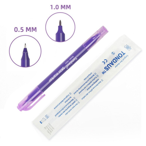 Tondaus skin marker for eyebrows and lips - dual-sided 0.5 mm+1.0 mm purple (T3023)