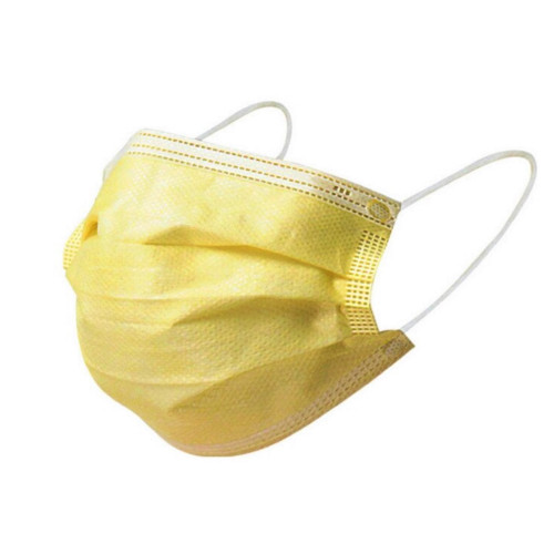 Three-layer disposable mask, elastic / YELLOW, with lock, 1 pc.