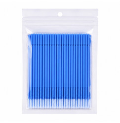 Aplikatory mikrobrush wydłużone w woreczku (long head) - niebieskie, 100 szt
