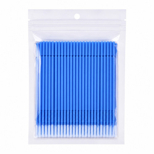 Microbrushes long head in a bag - blue, 100 pcs