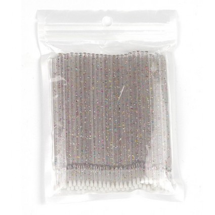 Microbrushes in a package of 100 pcs - GLITTER gray with colored glitter
