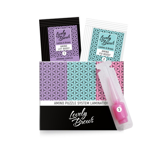 Zestaw do laminacji brwi i rzęs Lovely Brows „Amino Puzzle System Lamination” / MINI