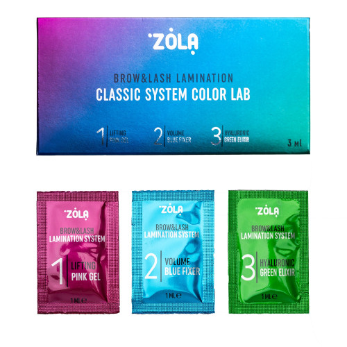 Набор для ламинирования ZOLA - Brow&Lash Classic System Color Lab - 1,2,3 состав в САШЕ
