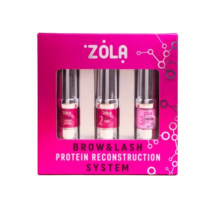 Zestaw do laminowania ZOLA Brow&Lash Protein Reconstruction System / w słoiczkach różowy