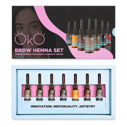 Набор хны для бровей OKO / Brow Henna Set / Power Powder (7 оттенков по 5 г)