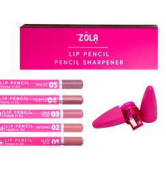 Zestaw kredek do ust z temperówką ZOLA / Lip Pencil + Temperówka / w różowym pudełku