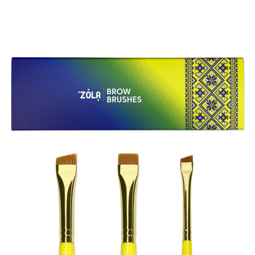 Zestaw pędzli do brwi ZOLA BROW BRUSHES UKRAINIAN EDITION / niebiesko-żółty