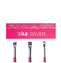 Zestaw pędzli do koloryzacji brwi ZOLA MAGIC BROW BROWES / malina