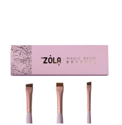Zestaw pędzli do brwi ZOLA MAGIC BROW BROWES / jasny róż