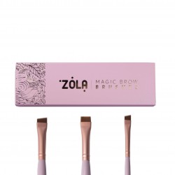 Набір пензлів для фарбування брів ZOLA MAGIC BROW BRUSHES / світло-рожевий