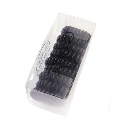 Set of silicone spiral hair ties "Spring" / black, 9 pcs per set