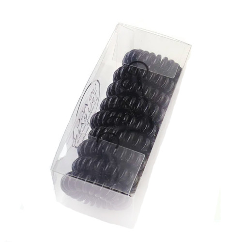 Set of silicone spiral hair ties "Spring" / black, 9 pcs per set