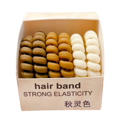 Set of silicone spiral hair bands "Spring" / coffee gradient, 6 pcs per set
