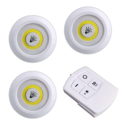 Набір портативний світильник на батарейках з пультом / LED light with Remote Control / 3 шт + пульт