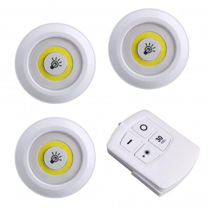 Набор светильник портативный на батарейках с пультом / LED light with Remote Control / 3 шт + пульт
