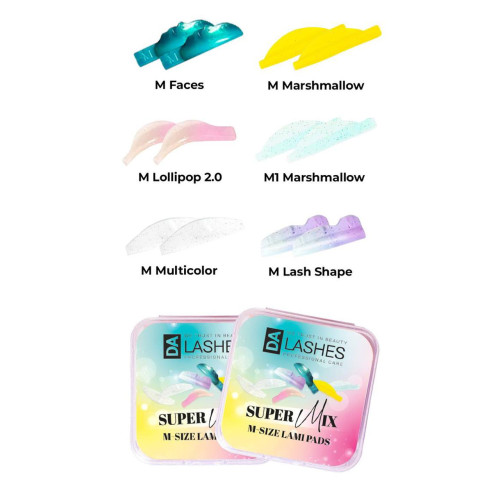 Set of rollers for lamination of short eyelashes Dalashes / SUPER MIX M-Size, 6 pairs
