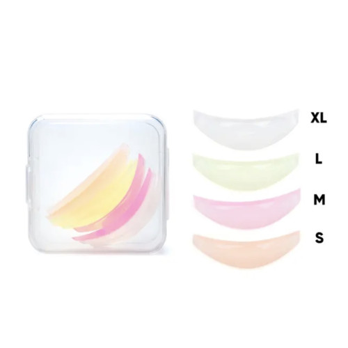 Set of eyelash lamination rollers 4 pairs (S, M, L, XL) / colored transparent in a box / classic