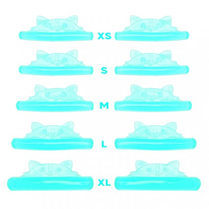 Set of eyelash lamination rollers 5 pairs (XS+S+M+L+XL) - turquoise cat