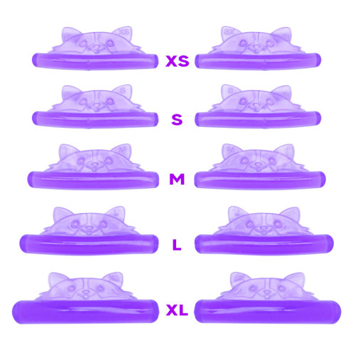 Set of eyelash lamination rollers 5 pairs (XS+S+M+L+XL) - purple cat