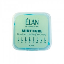 Набір валиків для ламінування вій (з вигинами D та C) ELAN - MINT CURL, 8 пар