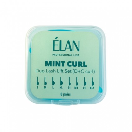 Набір валиків для ламінування вій (з вигинами D та C) ELAN - MINT CURL, 8 пар