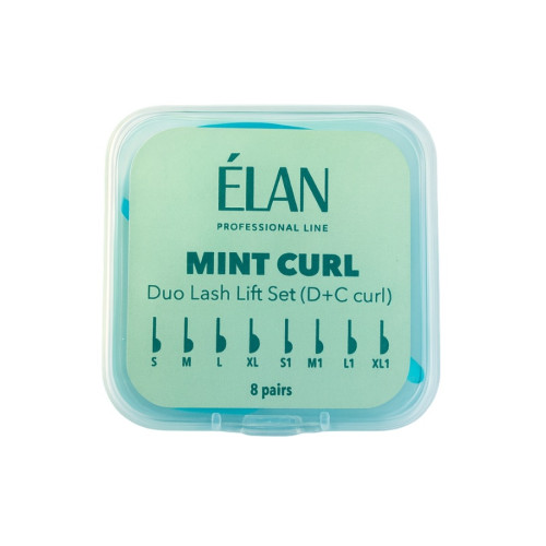 Zestaw wałków do laminowania rzęs ELAN MINT CURL (skręty D i C), 8 par