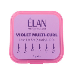 Zestaw wałków do laminowania rzęs (z lokami U-DD) ELAN - VIOLET MULTI-CURL, 6 par