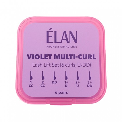 Набір валиків для ламінування вій (з вигинами U-DD) ELAN - VIOLET MULTI-CURL, 6 пар