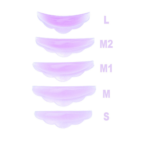 Set of eyelash lamination rollers (S+M+M1+M2+L) - PURPLE translucent, 5 pairs
