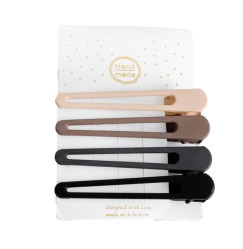 Set of hair clips 4 colors "Made with fashion" / No. 1 (with recess)