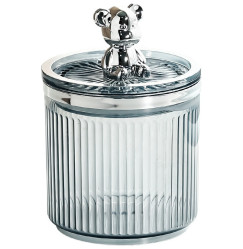 Organizer-jar for cotton swabs and other things with a rubberized lid “Bear” / gray