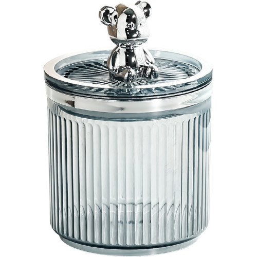 Organizer-jar for cotton swabs and other things with a rubberized lid “Bear” / gray