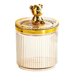 Organizer-jar for cotton swabs and other things with a rubberized lid “Bear” / gold
