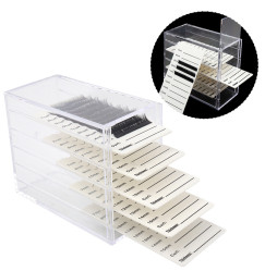 Lash Box Acrylic Organizer for 5 White Eyelashes - Transparent