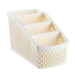 Organizer for storing brushes and cosmetics for 4 compartments / milk (narrow small)
