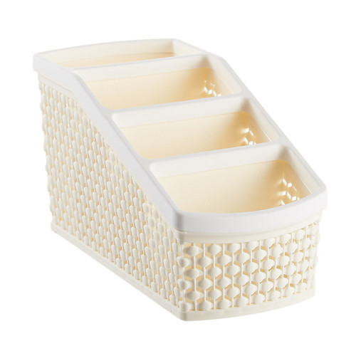 Organizer for storing brushes and cosmetics for 4 compartments / milk (narrow small)