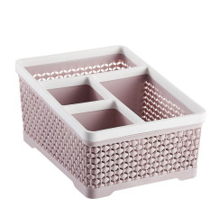 4-compartment organizer for brushes and cosmetics / pink (square large)