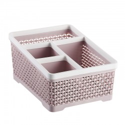4-compartment organizer for brushes and cosmetics / pink (square large)