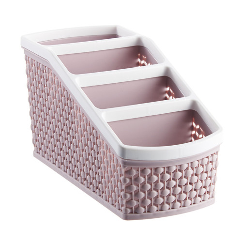 4-compartment organizer for brushes and cosmetics / pink (narrow small)